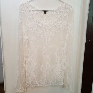 Cupio laced embroidery white Boho blouse